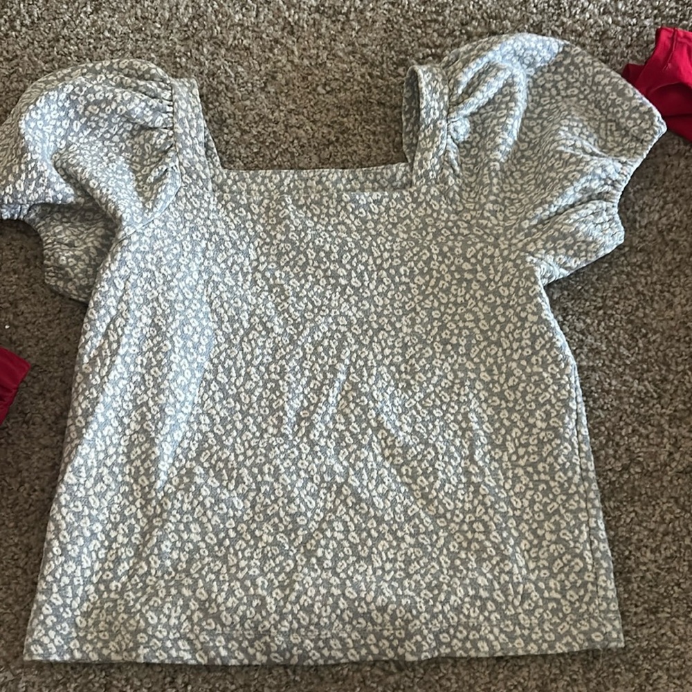 Blouse Cheetah White/babyblue